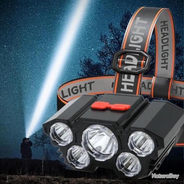 Lampe frontal rechargeable 5 led promo spciale t !! Super promo