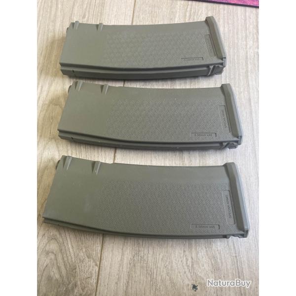 Lot 3 chargeurs AEG 125BBs S-Mag Mid-Cap magasines - tan Specna Arms