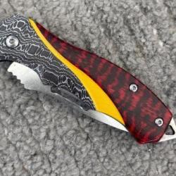 Petit Couteau pliant jaune rouge gris