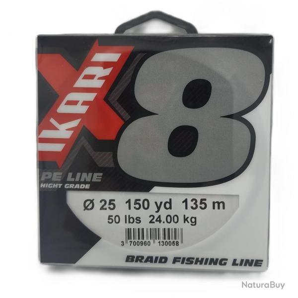 Tresse Ikari X8 Grise 135m 0.25mm / 24kg