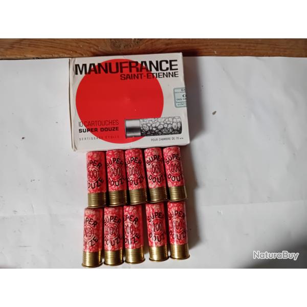 Bote de 10 belles cartouches anciennes cal 12 douilles cartons  marbre rouges MF