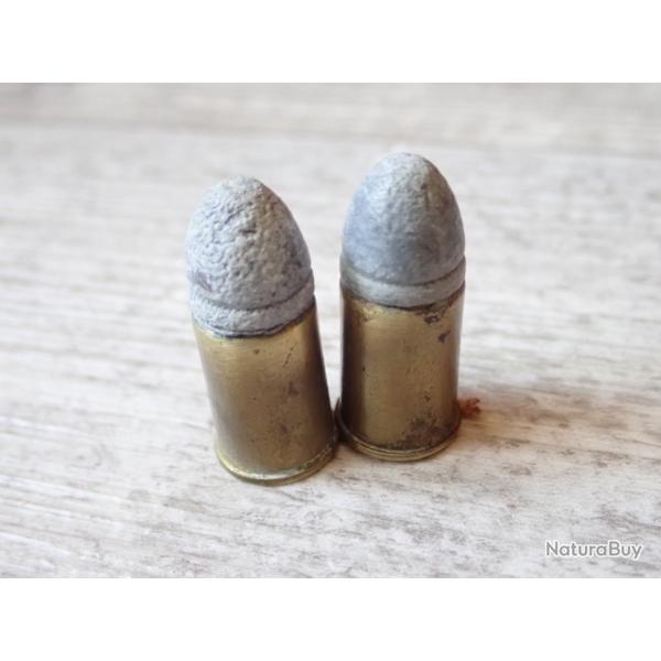 Lot de 2 cartouches calibre 11 mm pour revolver 1873 - Percussion centrale ; sans marquage
