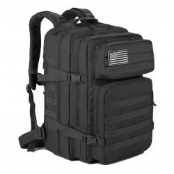Sac à Dos Tactique 45L Grande Capacité - Sac Randonnée 3J, Camping, Trekking, Militaire, Chasse NOIR