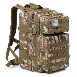 Sac à Dos Tactique 45L Grande Capacité - Sac Randonnée 3J, Camping, Trekking, Militaire, Chasse CAMO