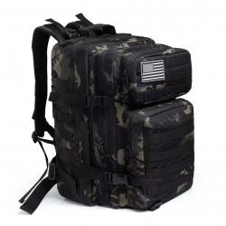 Sac à Dos Tactique 45L Grande Capacité - Sac Randonnée 3J, Camping, Militaire, Chasse NOIR CAMO