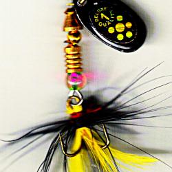 Cuiller tournante avec plumes pour tuites, perches et autres carnassiers - 3.40 gr - CT-XF1