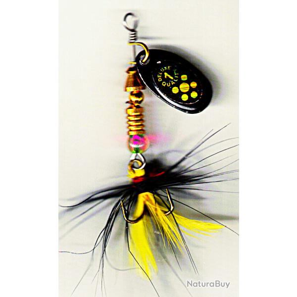 Cuiller tournante avec plumes pour tuites, perches et autres carnassiers - 3.40 gr - CT-XF1
