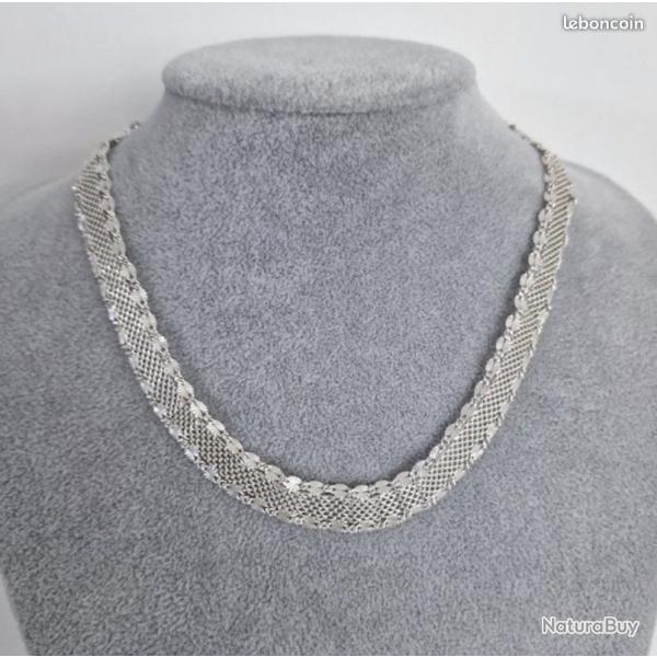 Magnifique collier en argent - 43 cm - chaine au travail artisanal