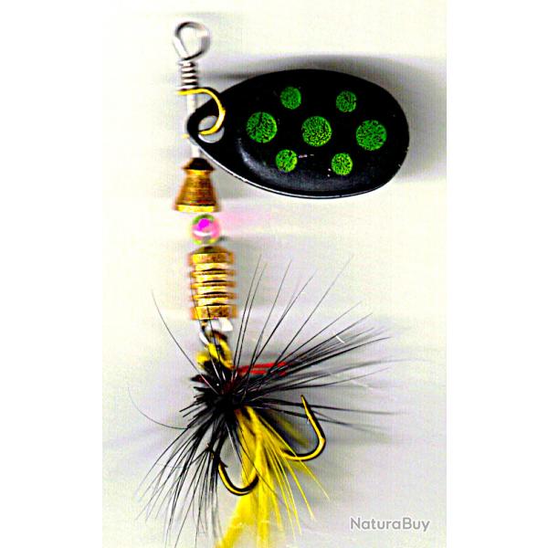 Cuiller tournante avec plumes pour tuites, perches et autres carnassiers - 3.30 gr - CT-XF2