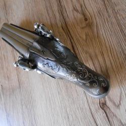 Pistolet silex à double canons XVIIIème Siècle