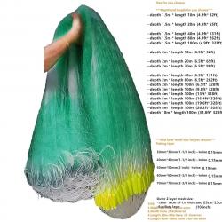 Filet de pêche Length10m-100m filet de plomb 30mm-70mm réseau de pêche Nylon Monofilament 6m x 100m 