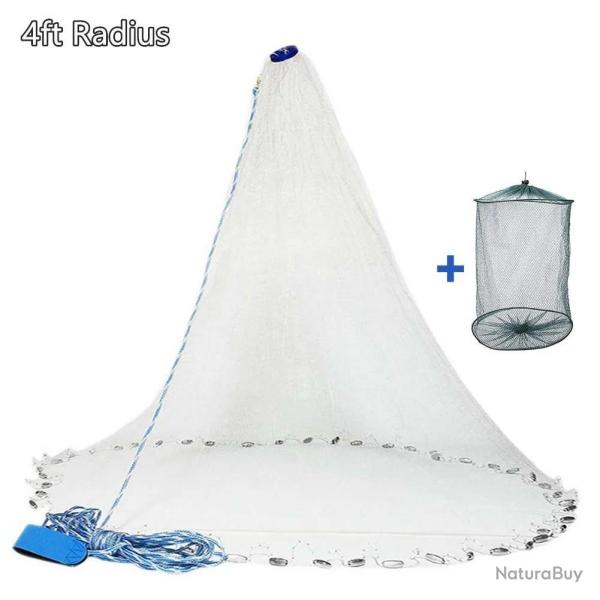 Filet de Pche en Eau Sale Amricaine, Pige  Appts, 3/4/5/6/7/8/9/10 Pieds de Rayon, avec Poids 