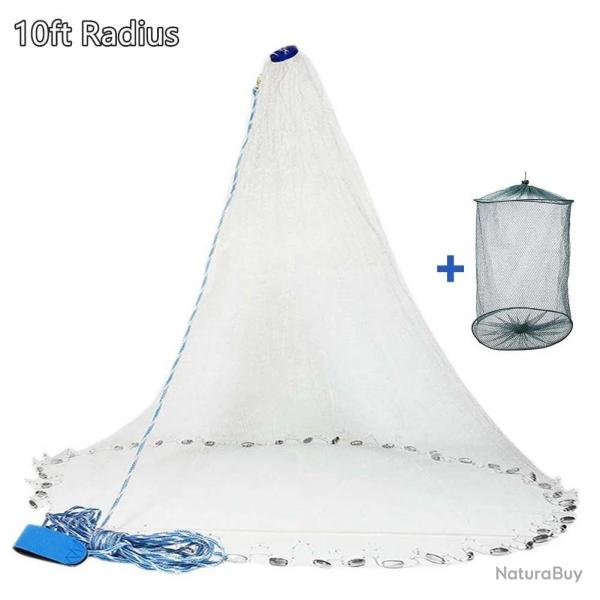 Filet de Pche en Eau Sale Amricaine, Pieds de Rayon, avec Poids 10ft Radius