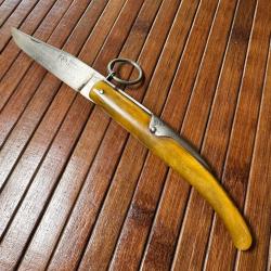 BEAU COUTEAU DE COLLECTION TARRY LEVIGNE A PALME MANCHE EN CORNE BLONDE FRANCE THIERS