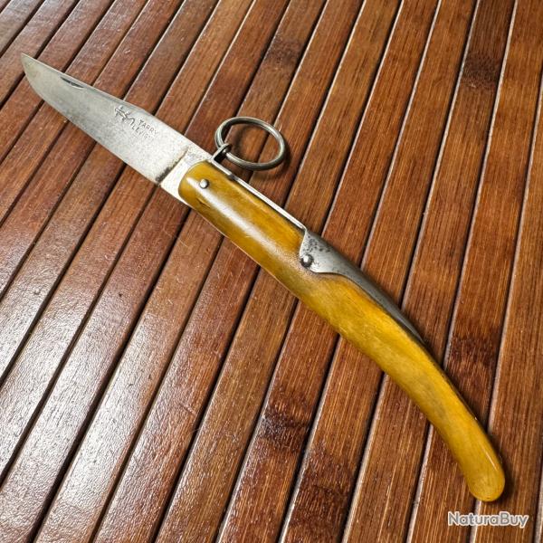 BEAU COUTEAU DE COLLECTION TARRY LEVIGNE A PALME MANCHE EN CORNE BLONDE FRANCE THIERS