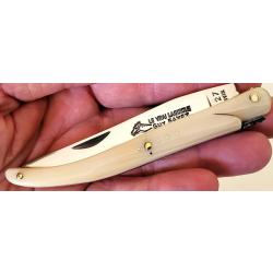 Couteau de Collection Laguiole GUY FAYET Plein Manche Pointe de Corne blanche  20/11cm très Joli