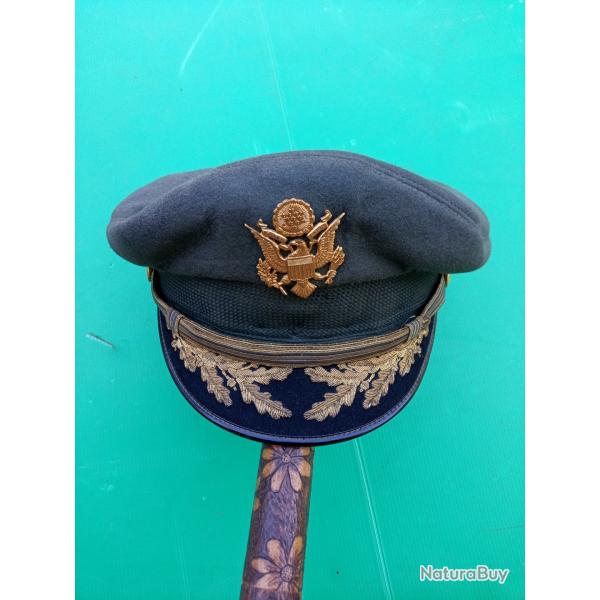 ANCIENNE CASQUETTE  D OFFICIER  SUPERIEUR  ARMEE  US  . CREATED UNIFORM CAP CO .