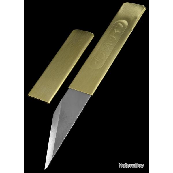 Couteau Japonais Yoshiharu Penanto Kiridashi Lame Miroir Acier Inoxydable Manche Laiton tui Laiton