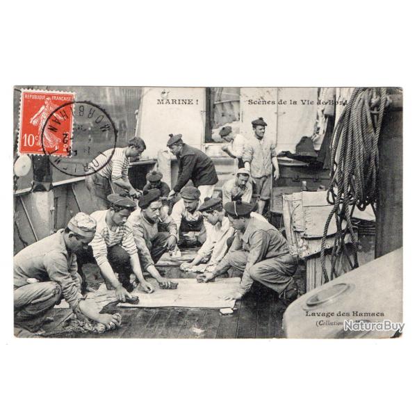 CPA -Marine Militaire- Scnes de la Vie de Bord -Lavage des Hamacs  - N3441
