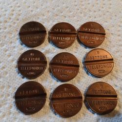 9 jetons Gettone téléfonico 1962 à 1979