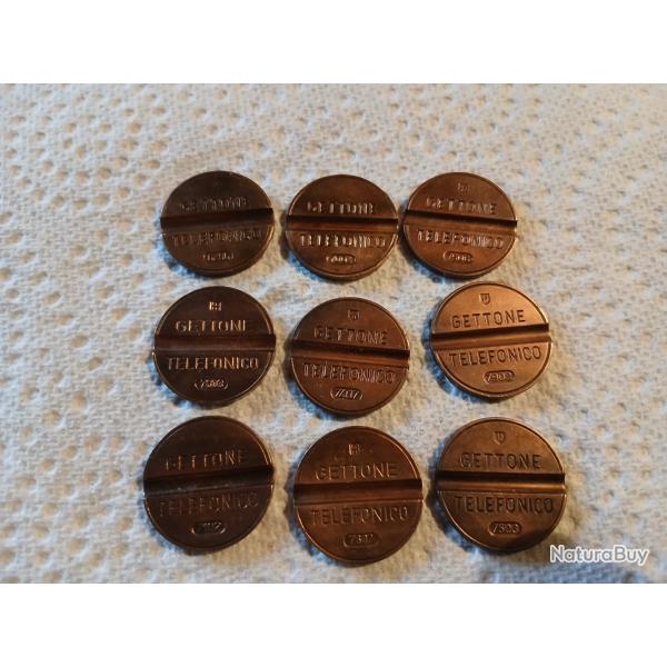 9 jetons Gettone tlfonico 1962  1979