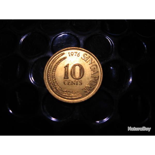 Singapore  piece de 10 cents 1976 ttb+ (hypocampe)