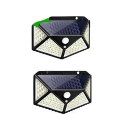 2XLampes Applique Murale Solaire Extérieure 100 LED Étanche Détecteur de Mouvement Jardin Terrasse