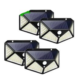 4X Lampes Applique Murale Solaire Extérieure 100 LED Étanche Détecteur de Mouvement Jardin Terrasse