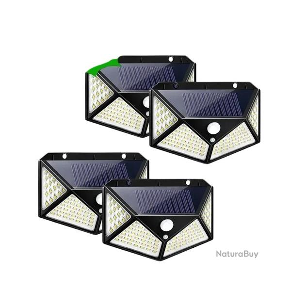 4X Lampes Applique Murale Solaire Extrieure 100 LED tanche Dtecteur de Mouvement Jardin Terrasse
