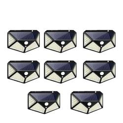 8X Lampes Applique Murale Solaire Extérieure 100 LED Étanche Détecteur de Mouvement Jardin Terrasse
