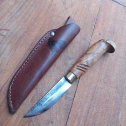 Joli petit Couteau PUUKKO FINLANDAIS avec ancien Fourreau en cuir