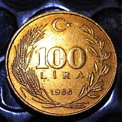 turquie piece de 100 lira 1988 ttb+