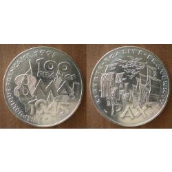 France 100 Francs 1995 NEUVE Commemo 8 Mai 1945 Piece Argent