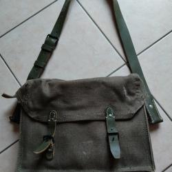 A SAISIR - Très belle sacoche bandoulière toile et cuir vert en TBE COMME NEUVE
