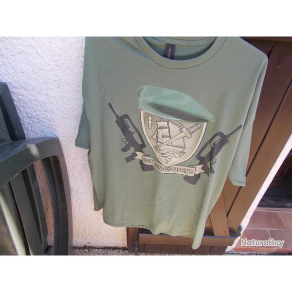 lot tee shirt commando marine+bret vert commando kieffer matricul,tat neuf