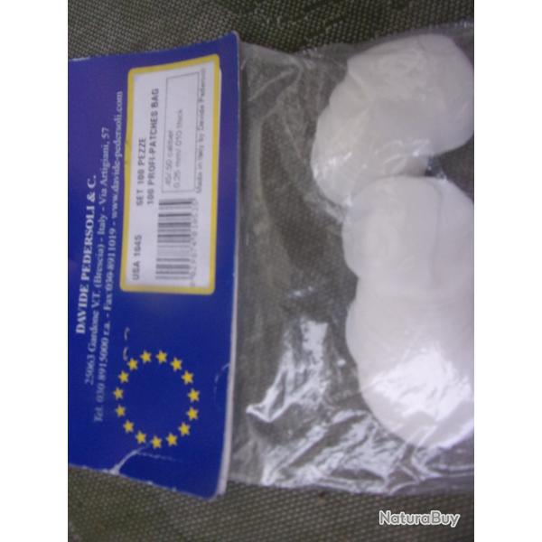 100 patchs Pedersoli calibre 45  50 paisseur 0;25  mm