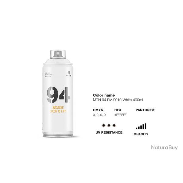 Bombe de peinture - Blanc mat - MTN 94 - 400ml
