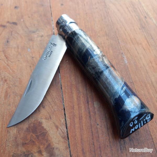 Joli Couteau OPINEL N 8 par BILLON Manche en Bois Customis