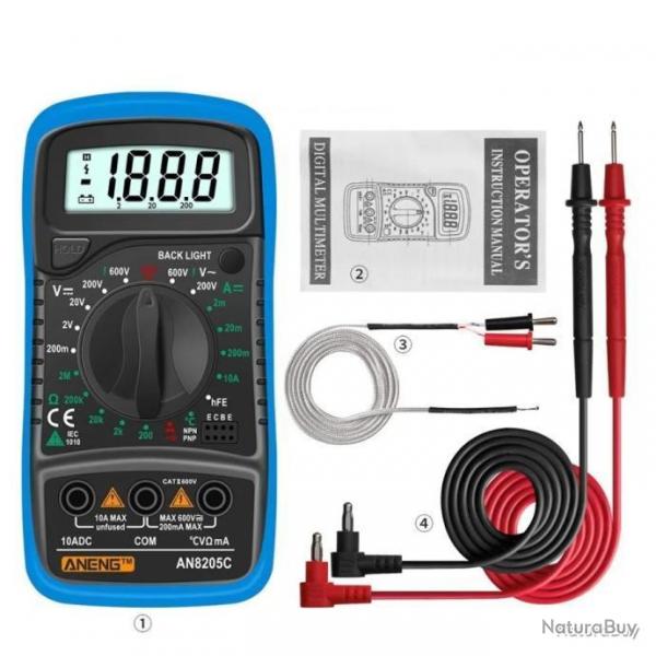 MULTIMTRE DIGITAL PORTATIF - CRAN LCD RTROCLAIR - MANUEL EN FRANAIS - LIVRAISON GRATUITE