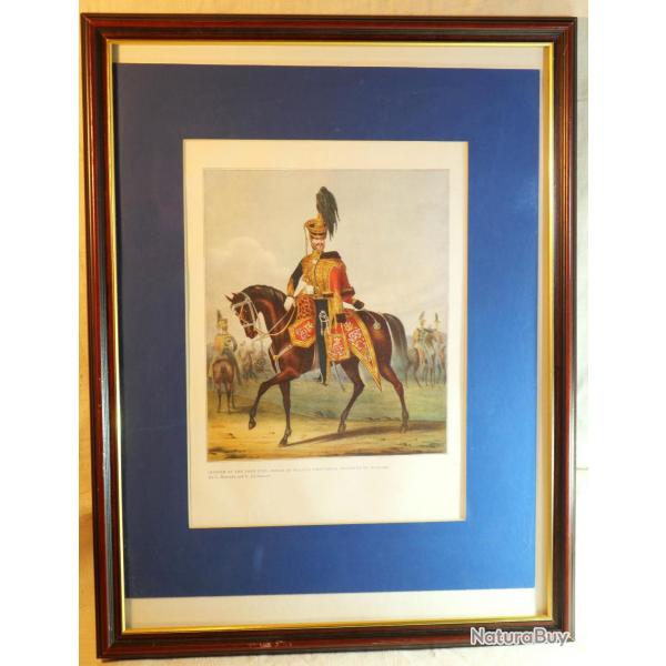 Uniformes anciens - Cavaliers hussards anglais Gravure Encadrement Professionnel LBV24CAD009