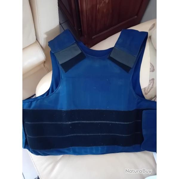 GILET PARE BALLES PLUS LAMES PLUS ANTI TRAUMA DISCRET BLEU DE MARQUE PAD TAILLE REGLABLE L/XL