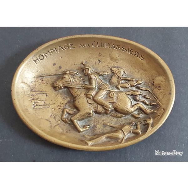 PLAQUE MEDAILLE EN BRONZE " HOMMAGE AUX CUIRASSIERS "