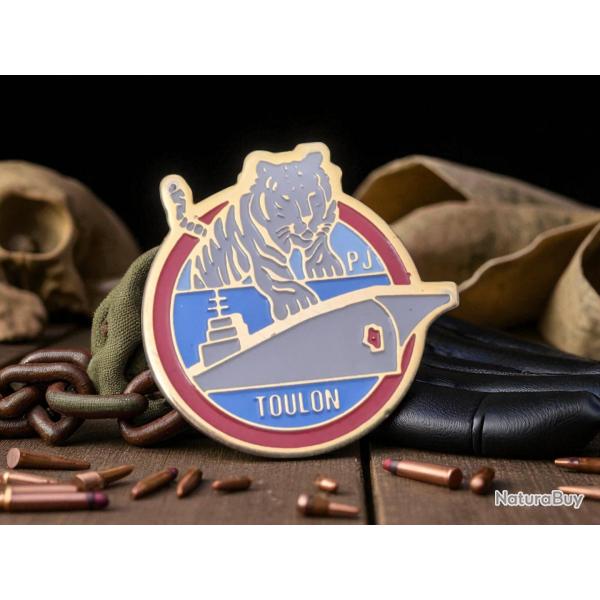 pin's maill PJ police judiciaire de Toulon - insigne tigre porte-avions