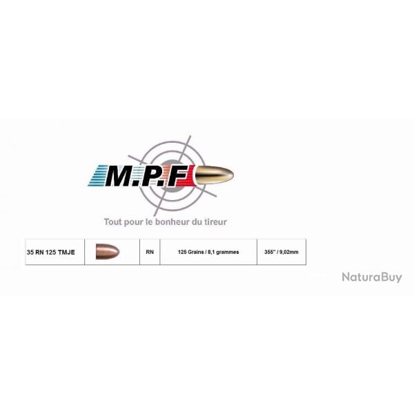 Ogives MPF cuivres 9 RN 125 Gr TMJE  355" par 2000 en port gratuit