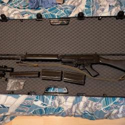Fal L1A1 canon TBE 2 rails picatinny & lunette x10 + capot d'origine+ 2 chargeurs (20et10) +mallette