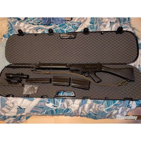 Fal L1A1 canon TBE 2 rails picatinny & lunette x10 + capot d'origine+ 2 chargeurs (20et10) +mallette