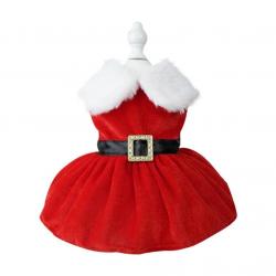 Robe rouge pour chiens et chats, vêtements d'hiver doux pour filles, jupe rouge confortable pour pet