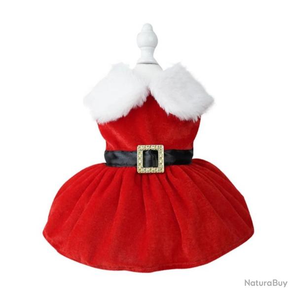 Robe rouge pour chiens et chats, vtements d'hiver doux pour filles, jupe rouge confortable pour pet