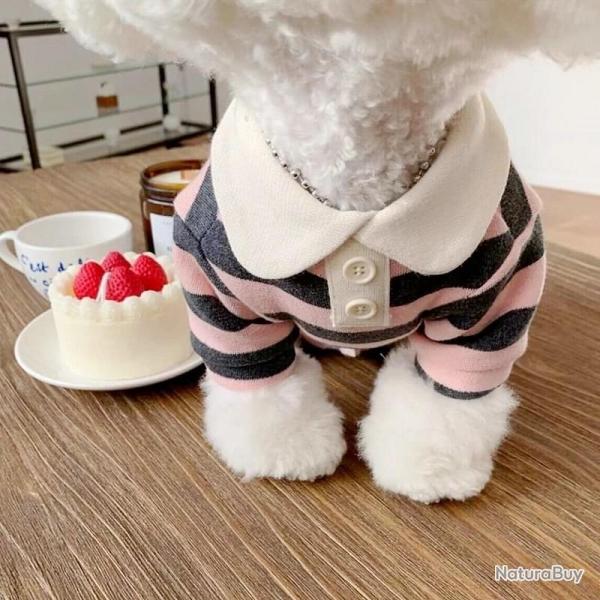 Polo d t pour chiens. vtements pour chiots. Bichon Frise. Chihuahua. sweat shirt  rayures pour c