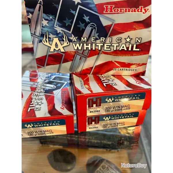 vends 4 boites de munitions Hornady Whitetail Interlock 300 WM180gr